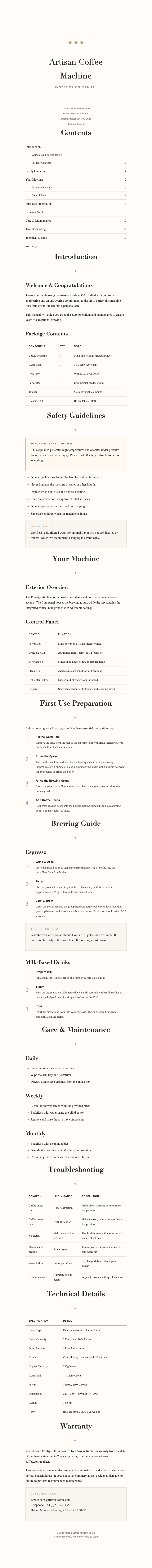 Elegant sophisticated instruction manual